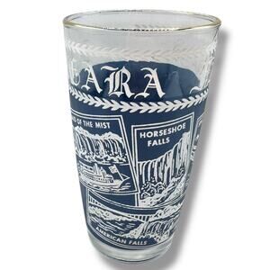 Vintage Niagara Falls Souvenir Glass Frosted Tumbler Hazel Atlas MCM Cocktail